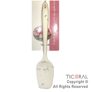 ESPATULA CUCHARA SILICONA BLANCA CHICA MODELO CONFETTI 20CM x 1